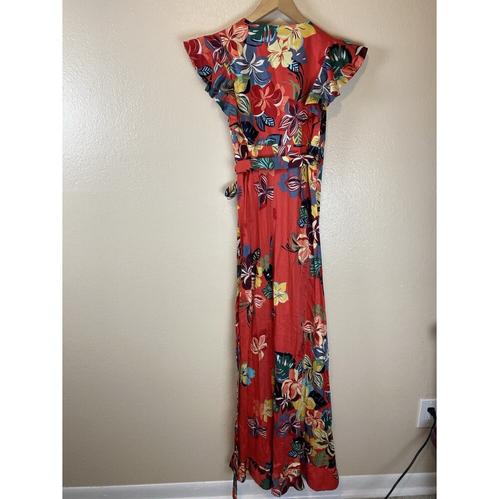 Alexis S Janna Dress Maxi Floral Calipso Red Resort Garden Party Wrap A-Line - Picture 3 of 5
